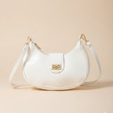 Chic White Crossbody Handbag with Gold Accents