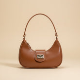 Chic Tan Leather Handbag with Silver Hardware