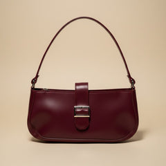 Chic Maroon Handbag with Modern Buckle