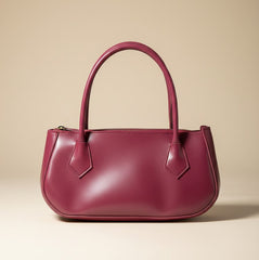 Sleek Burgundy Handbag with Structured Design