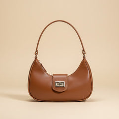 Chic Tan Leather Handbag with Silver Hardware