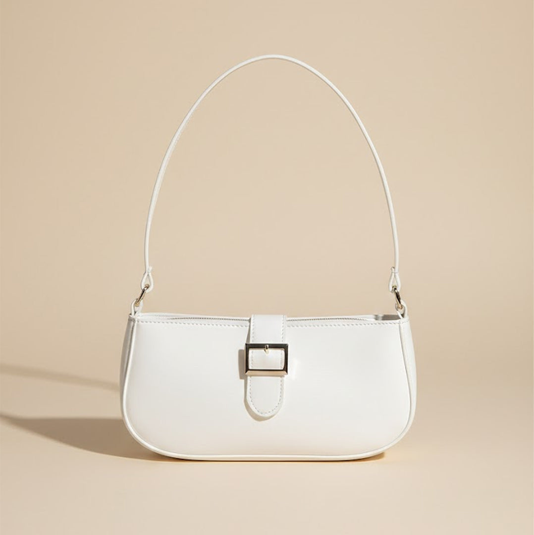 Elegant White Handbag with Chic Buckle