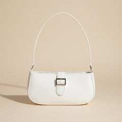 Elegant White Handbag with Chic Buckle