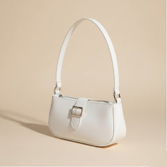 Elegant White Handbag with Chic Buckle
