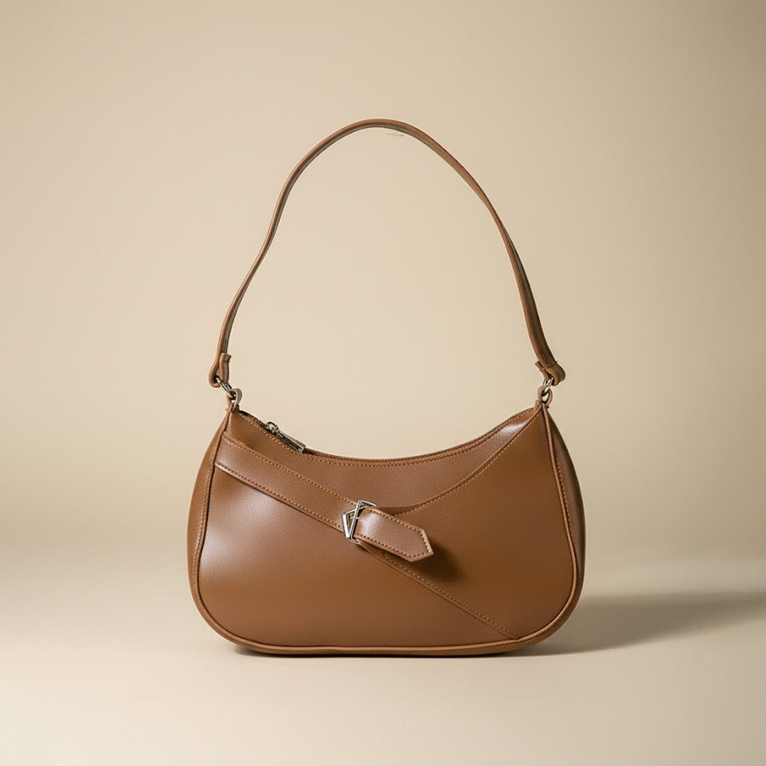 Sleek Handbag with Silver Buckle