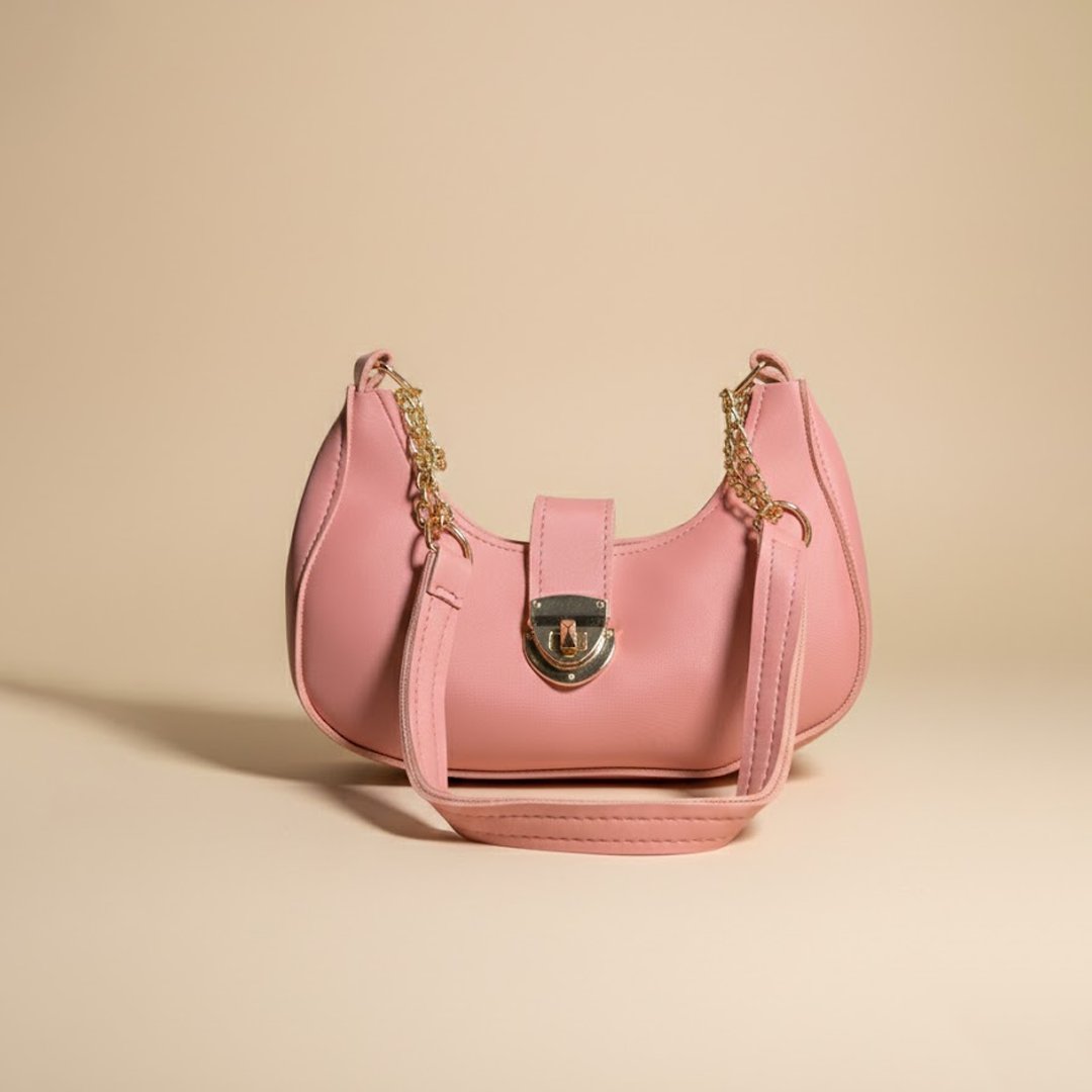 Soft Pink Chain-Detail Handbag