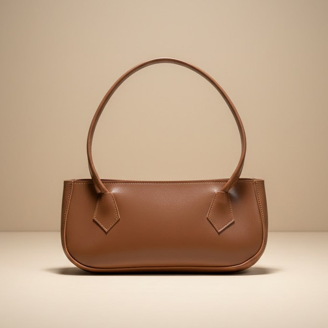 Classic Brown Leather Handbag with Sleek Design