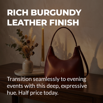 ZH Elegant Maroon Curved Shoulder Bag