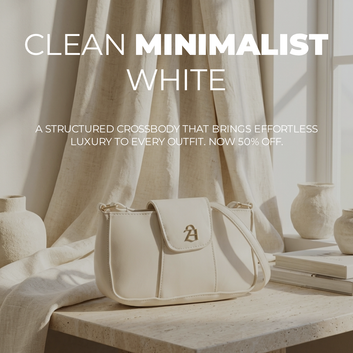 ZH Elegant Off-White Structured Shoulder Bag with Front Flap